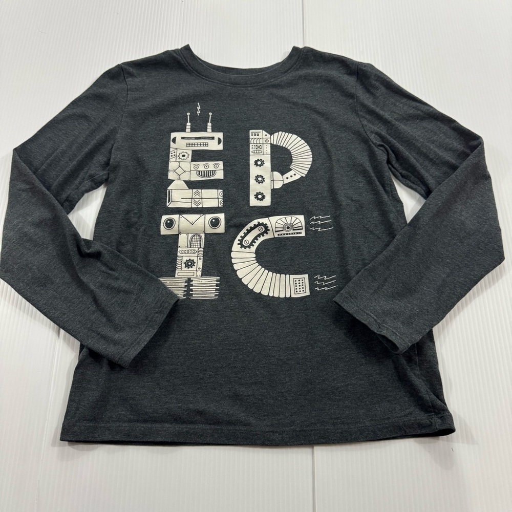 JK98. Cat & Jack Long Sleeve EPIC Graphic Tee - Dark Gray (M 8/10)